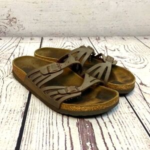Birkenstock Granada Sandals Women's 40 US 9 Mocha Brown Slides Birko-Flor